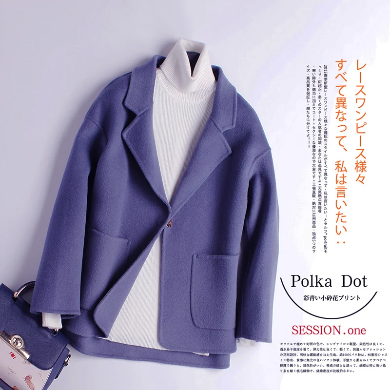 Женское двухстороннее кашемировое пальто шерстяное в Корейском стиле модель 100%