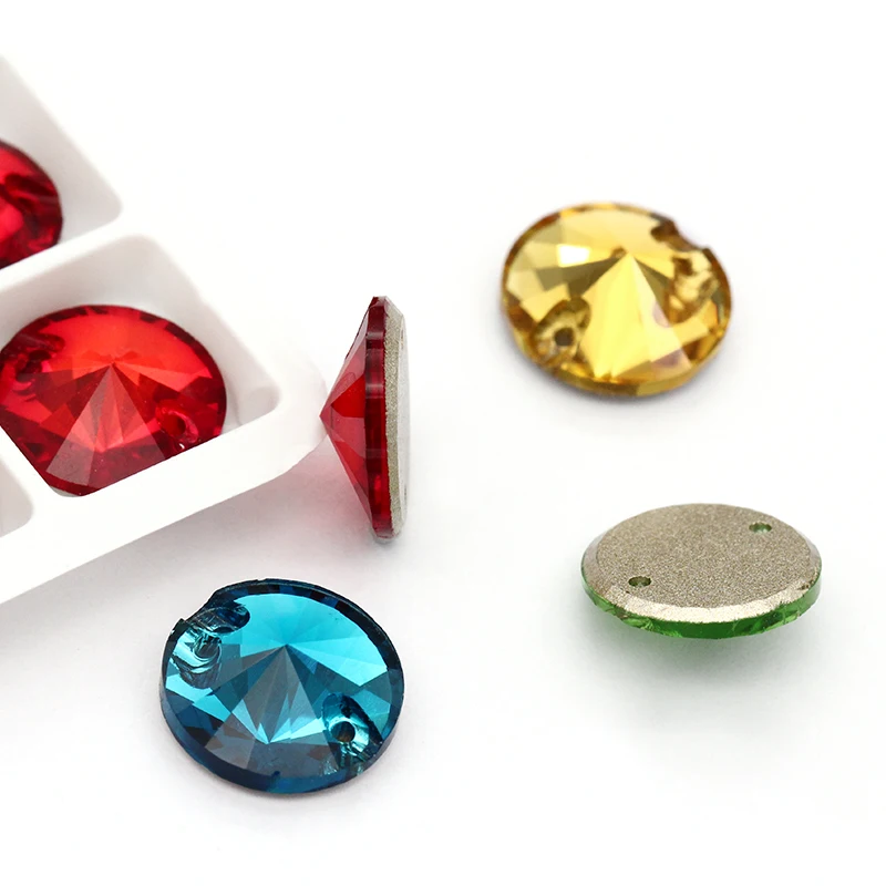 XIAOPU круглая форма блестящий свежий цвет K9 стекло пришивные стразы плоская задняя