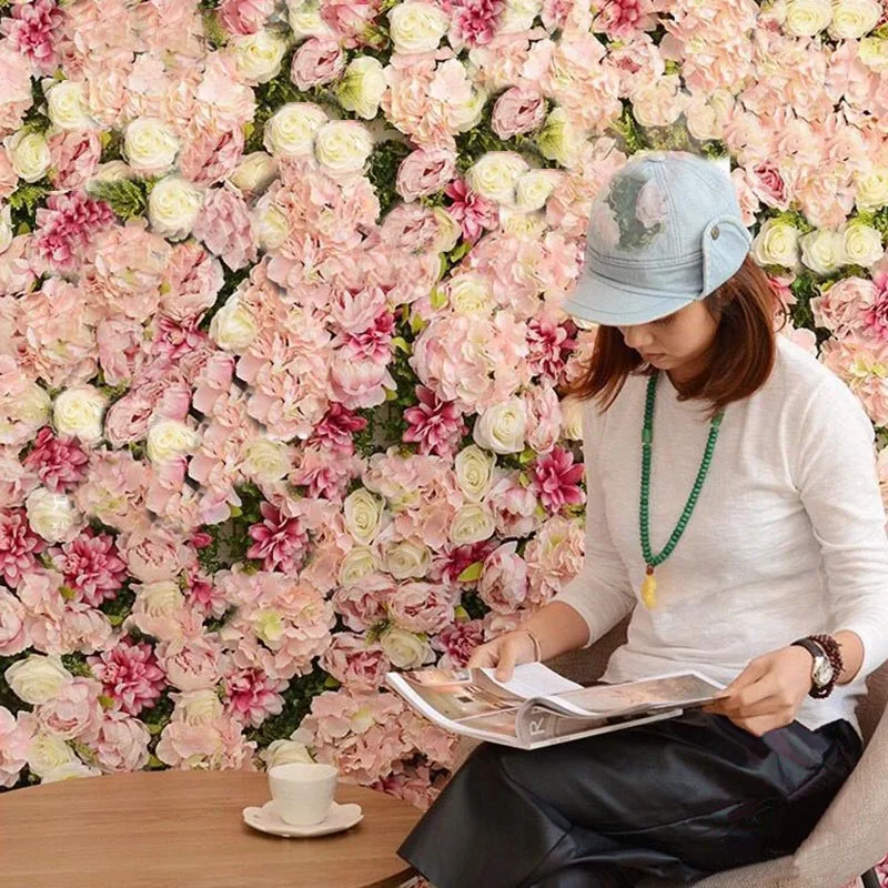 

40x60cm Silk Rose Flower Champagne Artificial Flower For Wedding Decoration Flower Wall Romantic Wedding Xmas Backdrop Decor