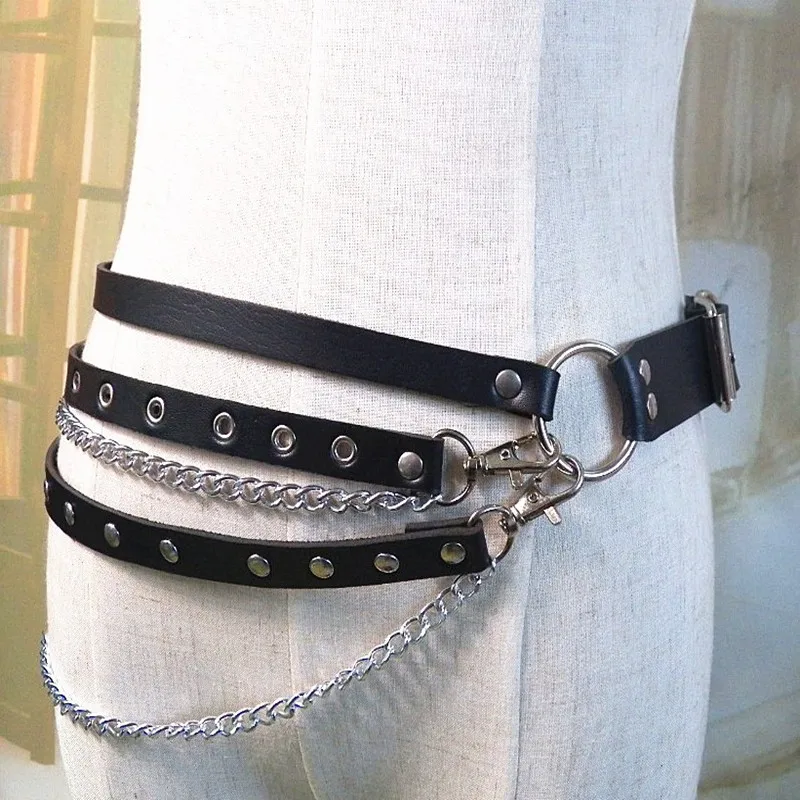 Ремень женский кожаный в стиле Харадзюку с большим уплотнительным кольцом