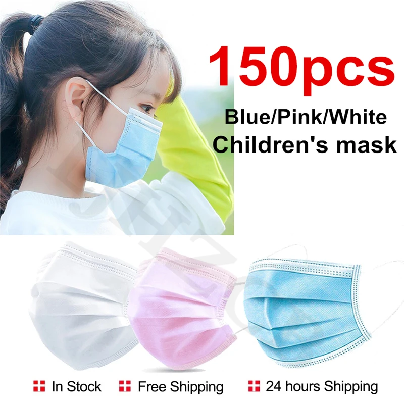 

150 шт. детская маска одноразовая детская маски для лица 3 слоя фильтр против пыли гриппа ткань изготовленный аэродинамическим способом по те...