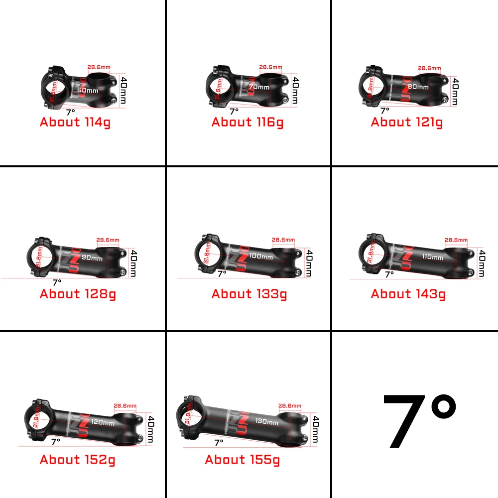 Вынос руля велосипеда UNO MTB 7 градусов 17 28 6 мм 31 8 60-130