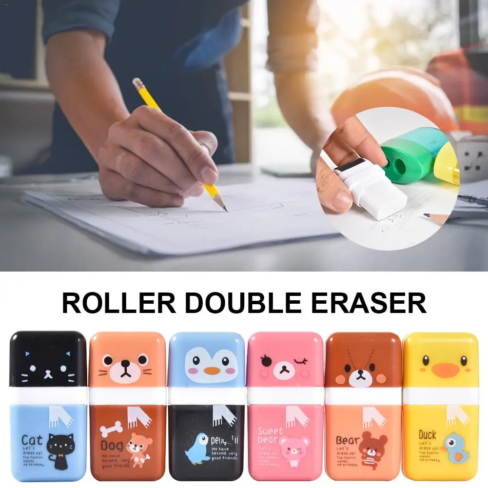 6 шт. Ластики карандаши чехол с роликом для бритья ластик тематикой животных