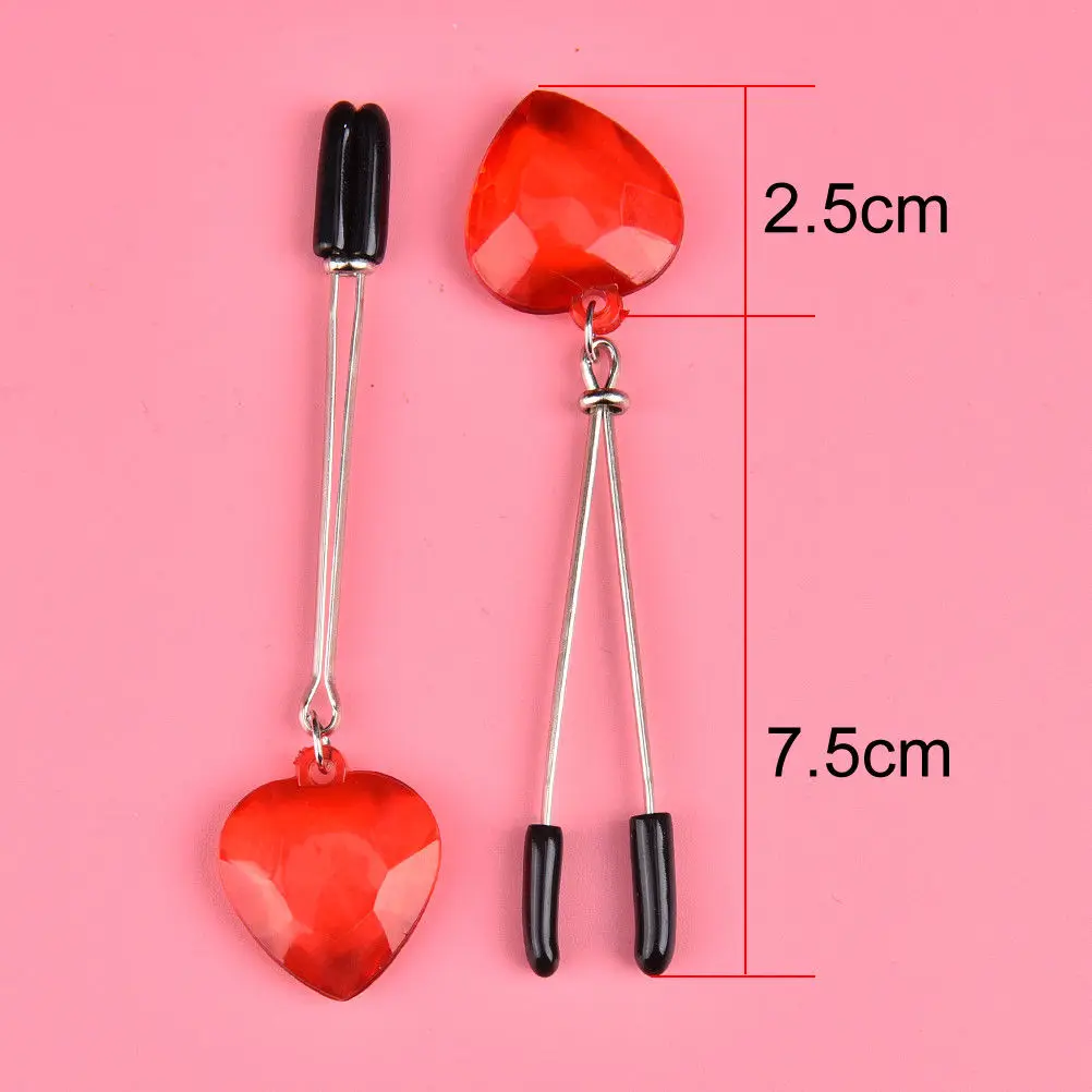

1 Pair Red Heart Shape Nipple Clamps Exotic Accessories Adjustable Couples Breast Clips Clit Clamp Erotic Product