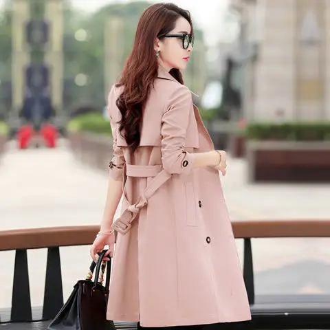 

2020 New Trench Coat for Women Streetwear Turn-down Collar Double Breasted Coats Female Plus Size 3XL XXXL Sobretudo Feminino