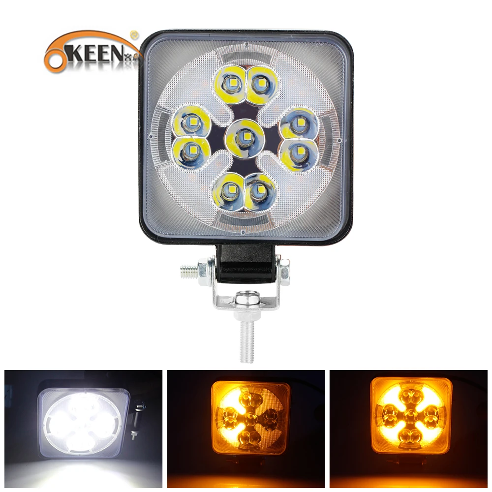 

OKEEN New Led Light Bar 27W Led Work Light White Yellow Flash Light Multi-mode Car Light For Offroad SUV ATV Tractor Boat Trucks