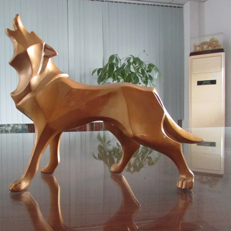 Абстрактная статуя тотемного волка собаки Скульптура Геометрическая Смола