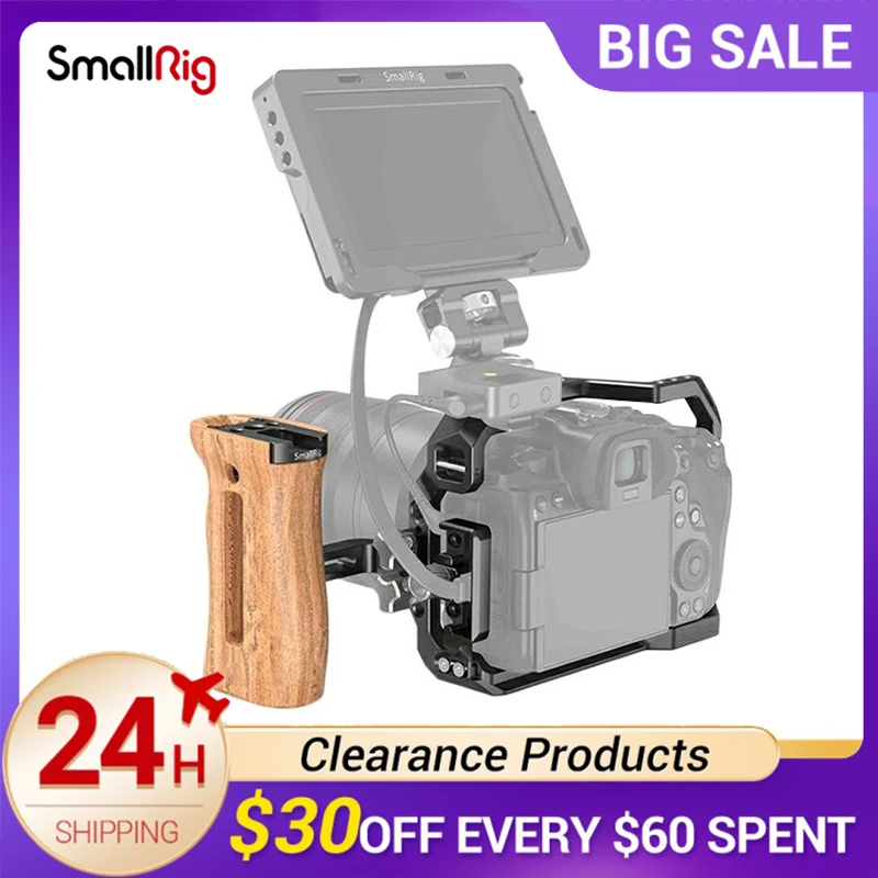

SmallRig DSLR Camera Cage with Side Handle HDMI & USB-C Cable Clamp Cage Kit For Canon EOS R5/R6 3140