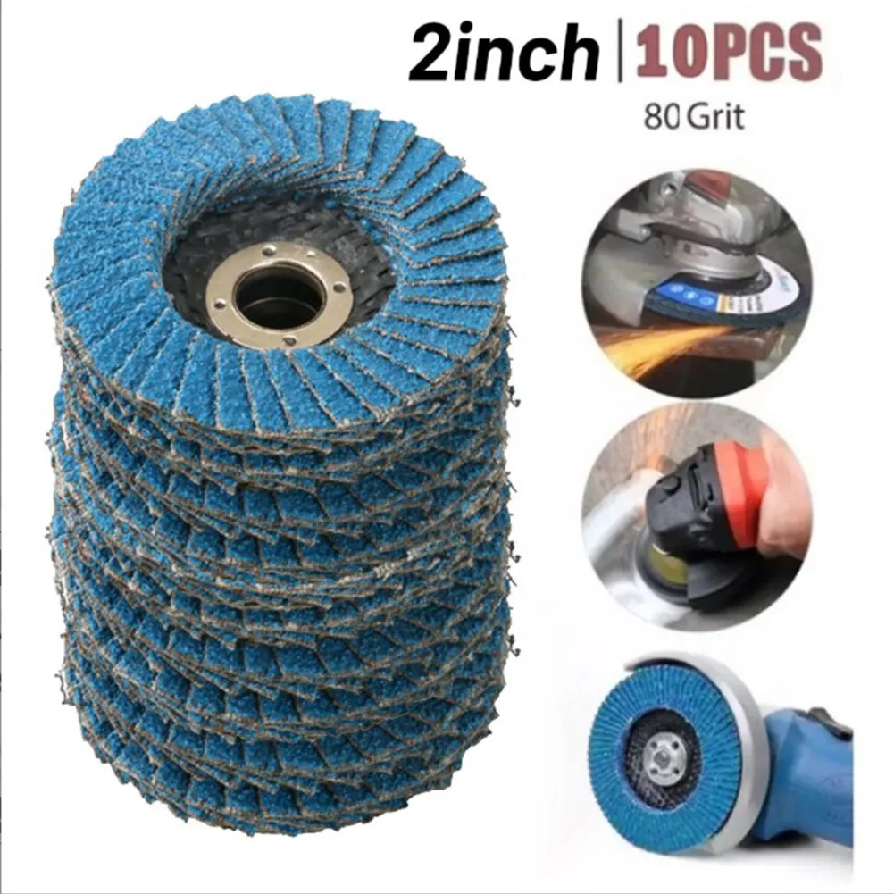 

10Pcs 2Inch 50mm Flap Sanding Disc Grinding Wheel Metal Rust Removal 80 Grit Suitable For Grinding Stock Removal