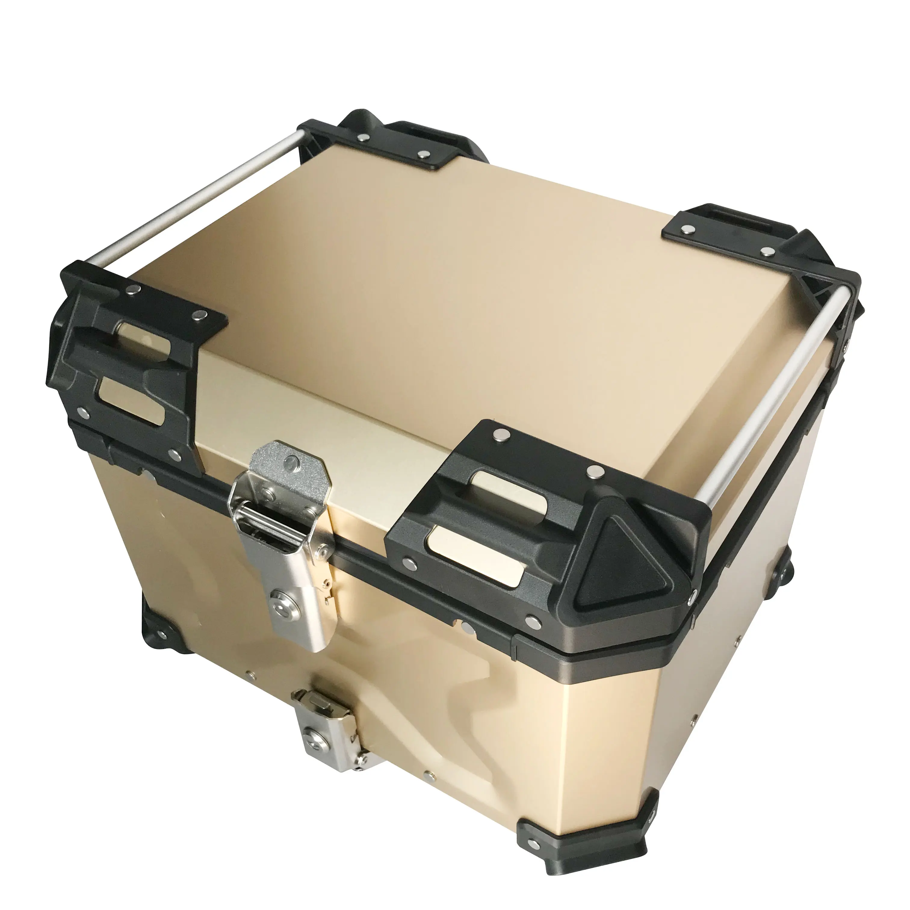 للبيع 45L الذهب المحلي دراجة نارية الألومنيوم صندوق علوي مقاوم للماء علبة الدراجات النارية مربع خلفي