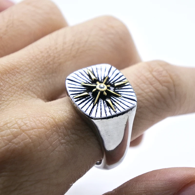 

AMUMIU Fashion Simple The Sun Minimalist Silver Color Sun Punk Rings For Men Women Couple Engagement Jewelry R067