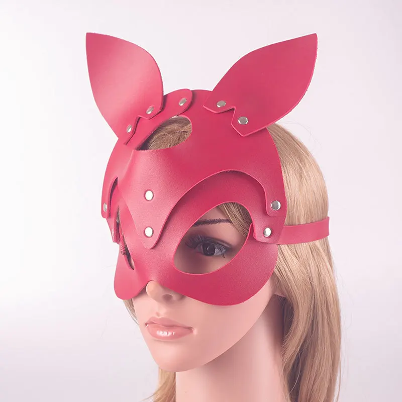 

Сексуальная кожаная заячья маска и воротник заячья голова половина глаза Косплей лицо интимные изделия для взрослых Хэллоуин искусство