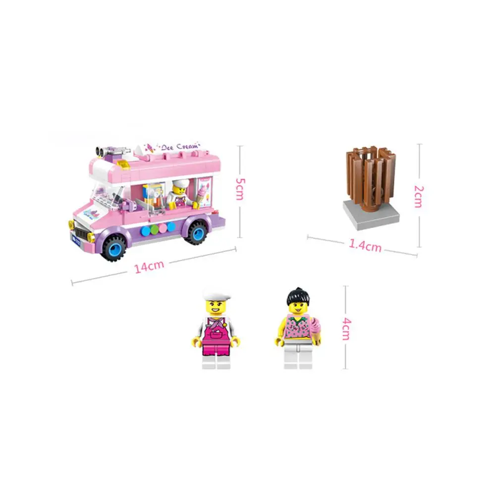 

DIY Mobile Ice Cream Truck Toys Hot Selling Durable Safety Convenient Building Blocks Educational Toy Kit for Girl Children