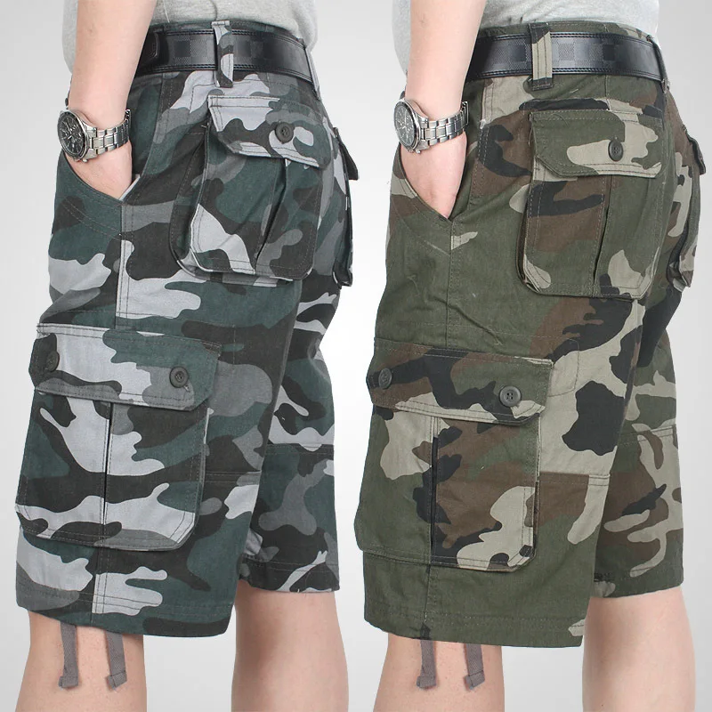 

Summer Cargo Shorts Men Camouflage Camo Casual Cotton Multi-Pocket Baggy Bermuda Streetwear HipHop Military Tactical Work Shorts