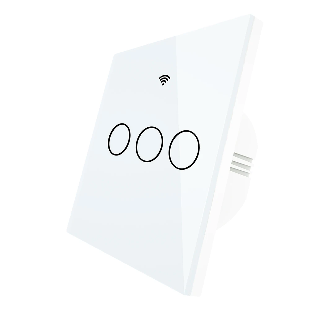 3 Gang Switch White WiFi смарт-Стекло Панель светильник переключатель приложение Tuya дистанционного Управление работать с Alexa Echo Google Home RF433 ЕС Тип сенсорный экран 1/2/3 - Цвет: 3 Gang Switch White