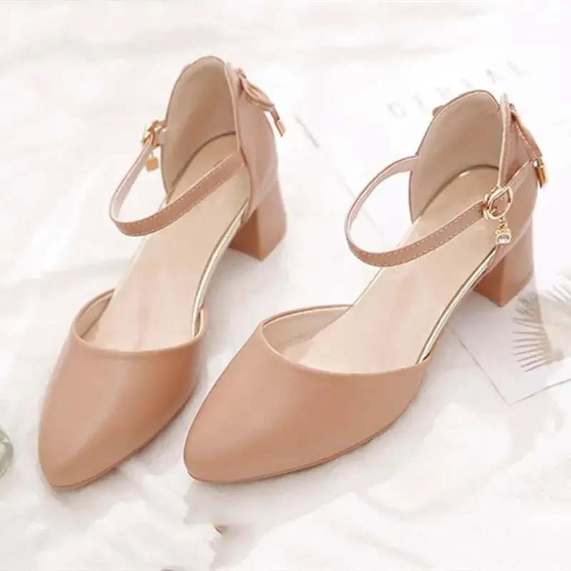 

Женские классические туфли на высоком каблуке, коричневые туфли на квадратном каблуке с бантом на спине и ремешком с пряжкой, милые осенние ...