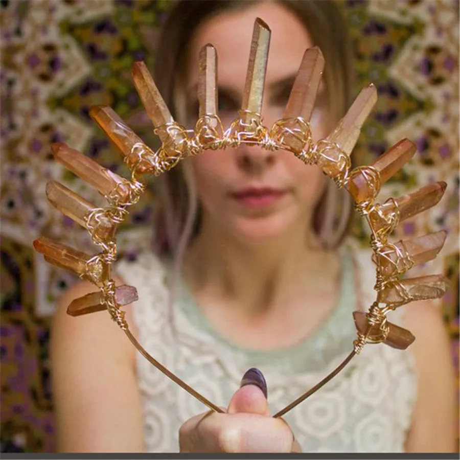 Кварцевые Серебряная корона с украшением в виде кристаллов принцессы свадебные