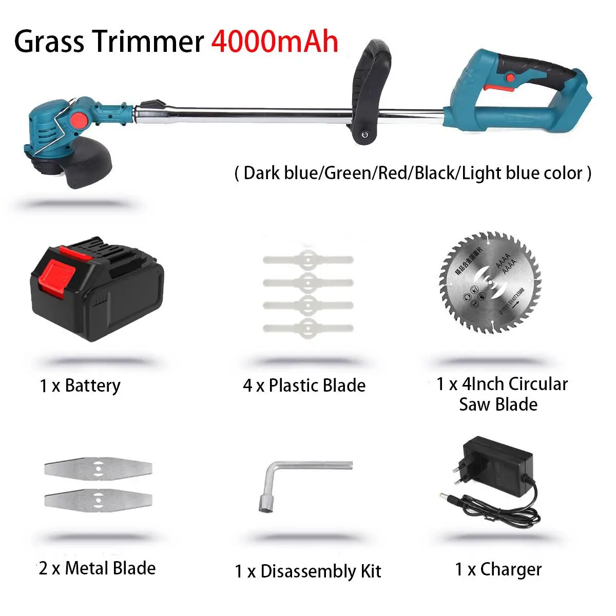 

900W Electric Grass Trimmer With 1/2 Pcs 4000mAh Battery Cordless Lawn Mower Handheld Garden Tool Fit For Makita 18v Battery