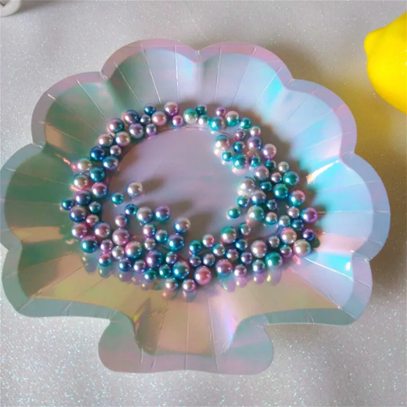 Радужная сверкающая оболочка бумажные тарелки блюдо 9 &quotРусалка тема фестиваль