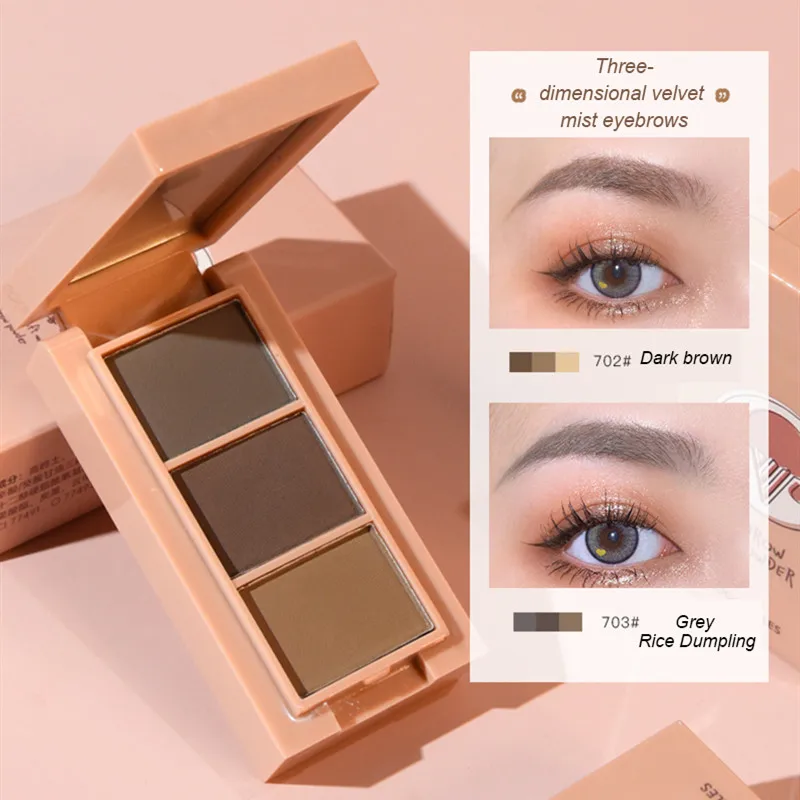 

Быстрая пудра для бровей, 3 цвета, искусственная Палитра для идеального усиления бровей, тинт для бровей, инструменты для макияжа