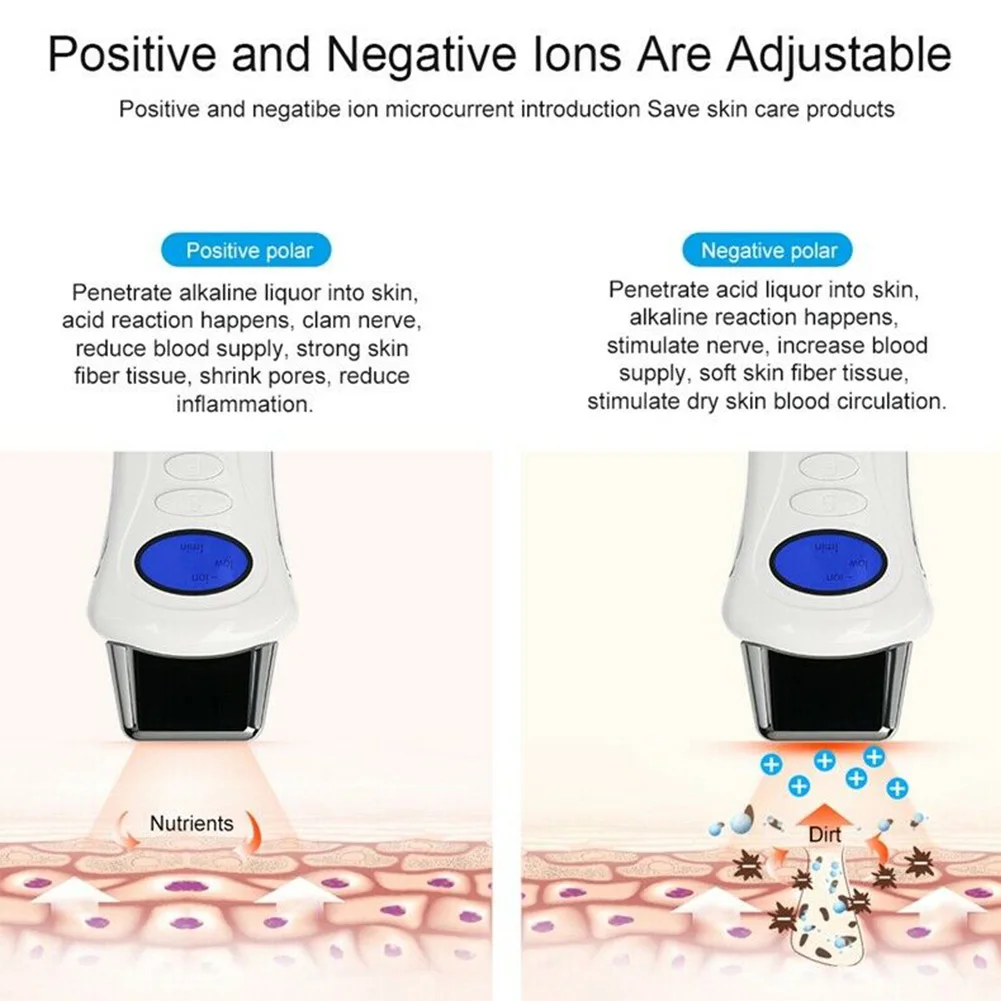 

Electric LCD Galvanic Spa Device Tool With 3 Heads Portable Anti Aging Skin Care Micro Current Tightening Facial Massager USB