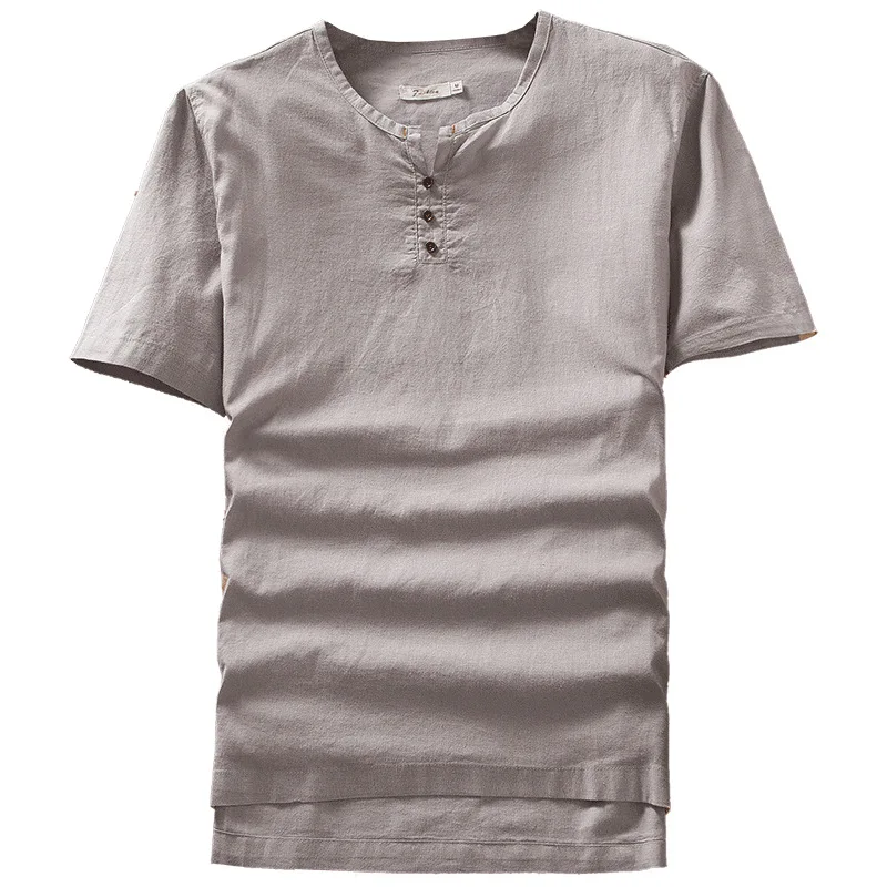 

Mens Summer Linen Cotton Short Sleeve Pullover T-shirts Vintage Relaxed Loose Lightweight Hiking Outdoor T-shirt Men Camping Tee