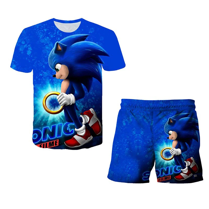 

Summer Clothes T Shirt For Kids Clothes Sonic Boys Clothing 3D Cartoon The Hedgehog Children Streetwear Tops Cute Funny O-Neck