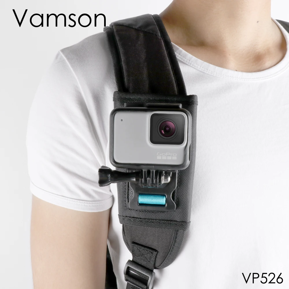 Vamson for Gopro 8 7 6 5 session Accessories Backpack Clip 360 Degree Rotatable Fixed Bracket Base for DJI OSMO for Yi 4K VP526