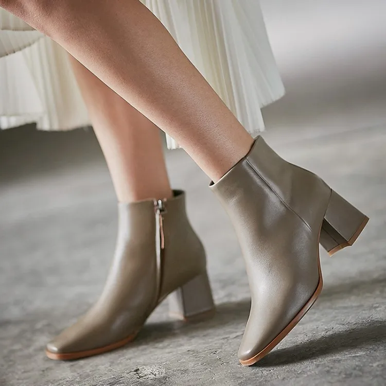 MLJUESE/женские ботильоны из коровьей кожи на молнии серого цвета с квадратным