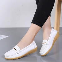 new style leather shoes ladies flat moccasin casual loafers spring and autumn mother soft sole comfortable non slip shoes