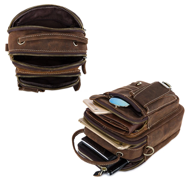 MVA Genuine Leather Bag Belt Men Male Men's Waist Pack Small Man Travel Fanny For Phone |