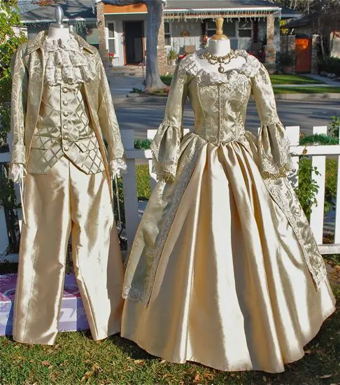 Полностью корсетный рококо колоний грузинский 18thc Marie Antoinette день суд платье