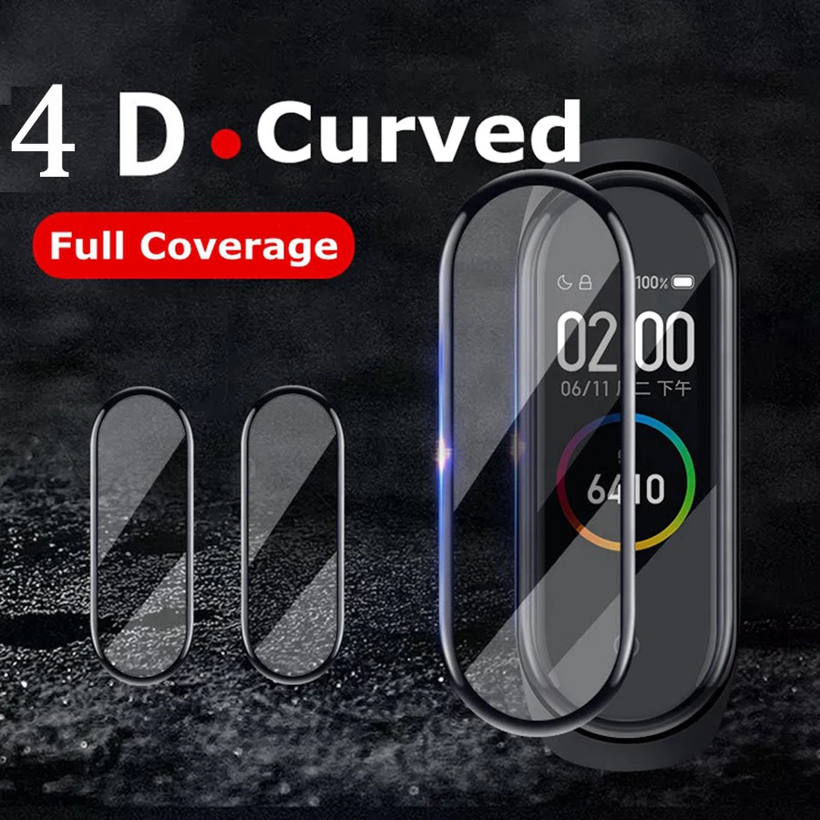 4D Защита экрана для xiaomi mi band 5 6 защитная пленка Miband с полными изогнутыми краями