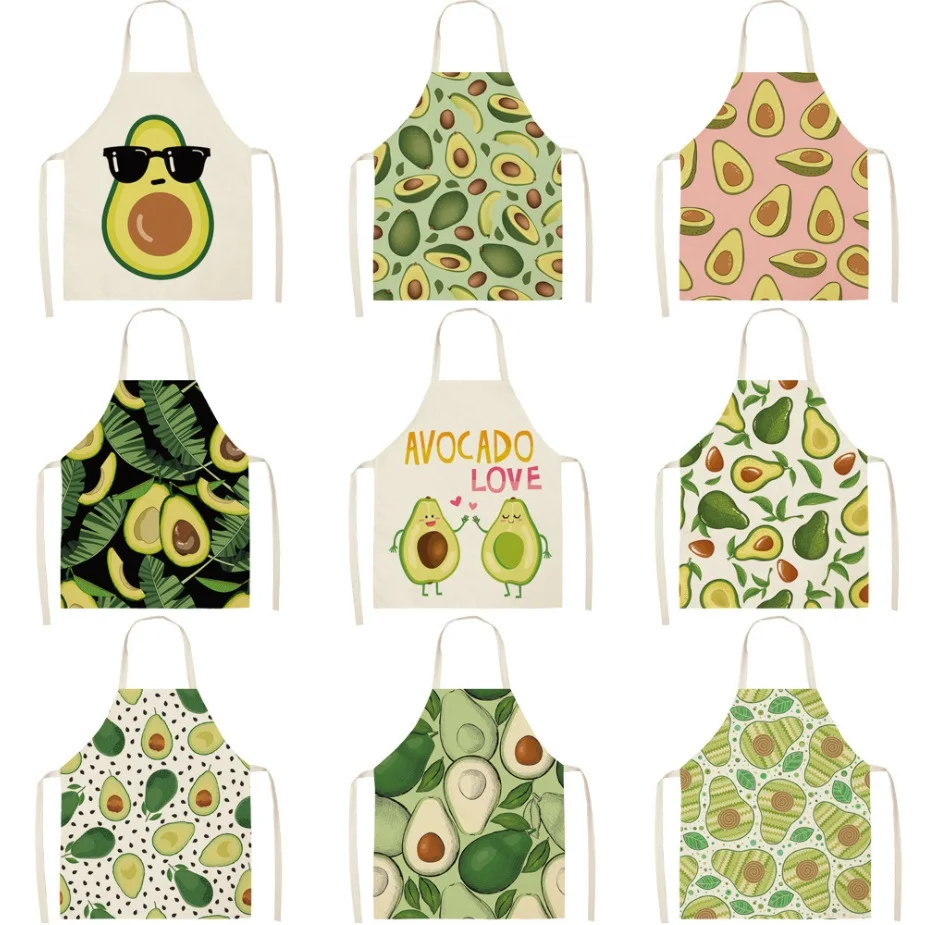 Авокадо тропическим принтом из хлопка и льна фартук Кухня Для женщин выпечки