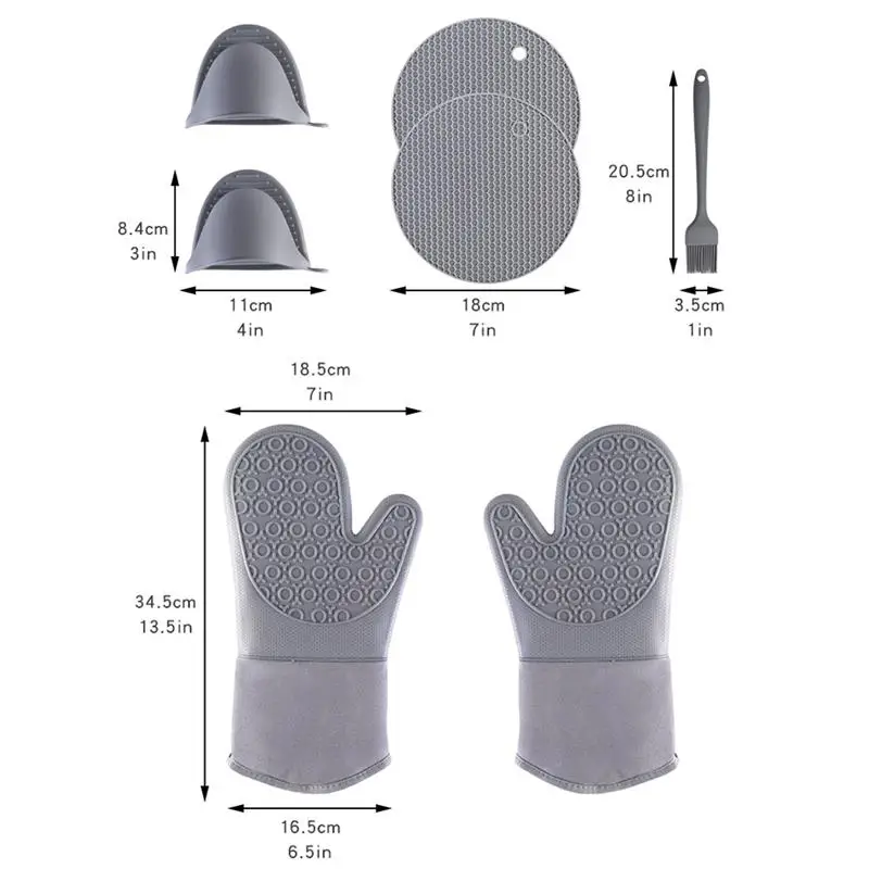 

Silicone Anti-Scalding Mitts Gloves Heat-Resistant Non-Slip Microwave Oven Mitts Kitchen Baking Gants Stitching Oven Gloves