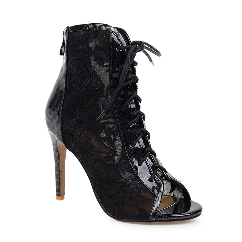 Женские ботильоны с вышивкой в стиле ретро Обувь на тонком высоком каблуке со