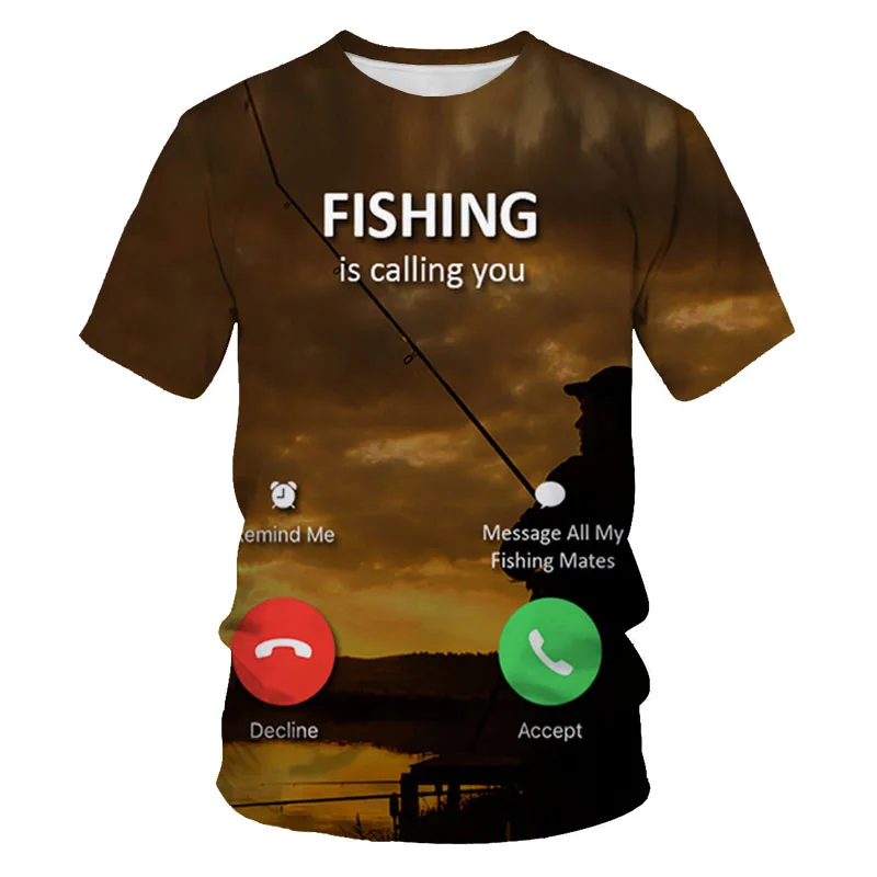 

Fashion popular fishing fish Harajuku T-shirt street men's casual short-sleeved adult children's clothing