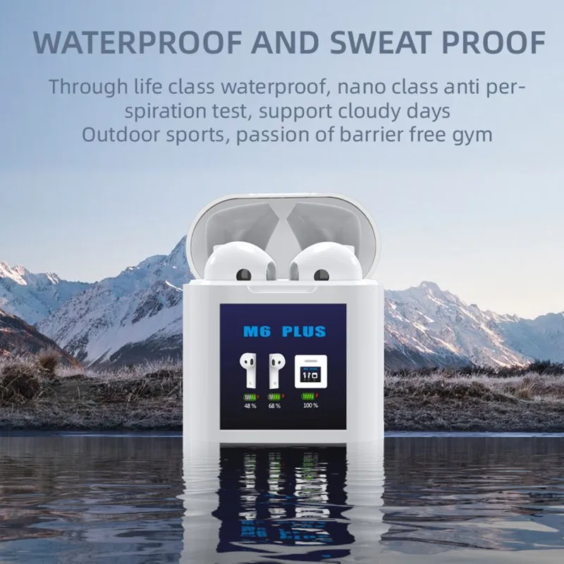 

M6 Plus TWS wireless Bluetooth Earphons power display in-ear earbuds mini sports headphones Forehead gun temperature measureing