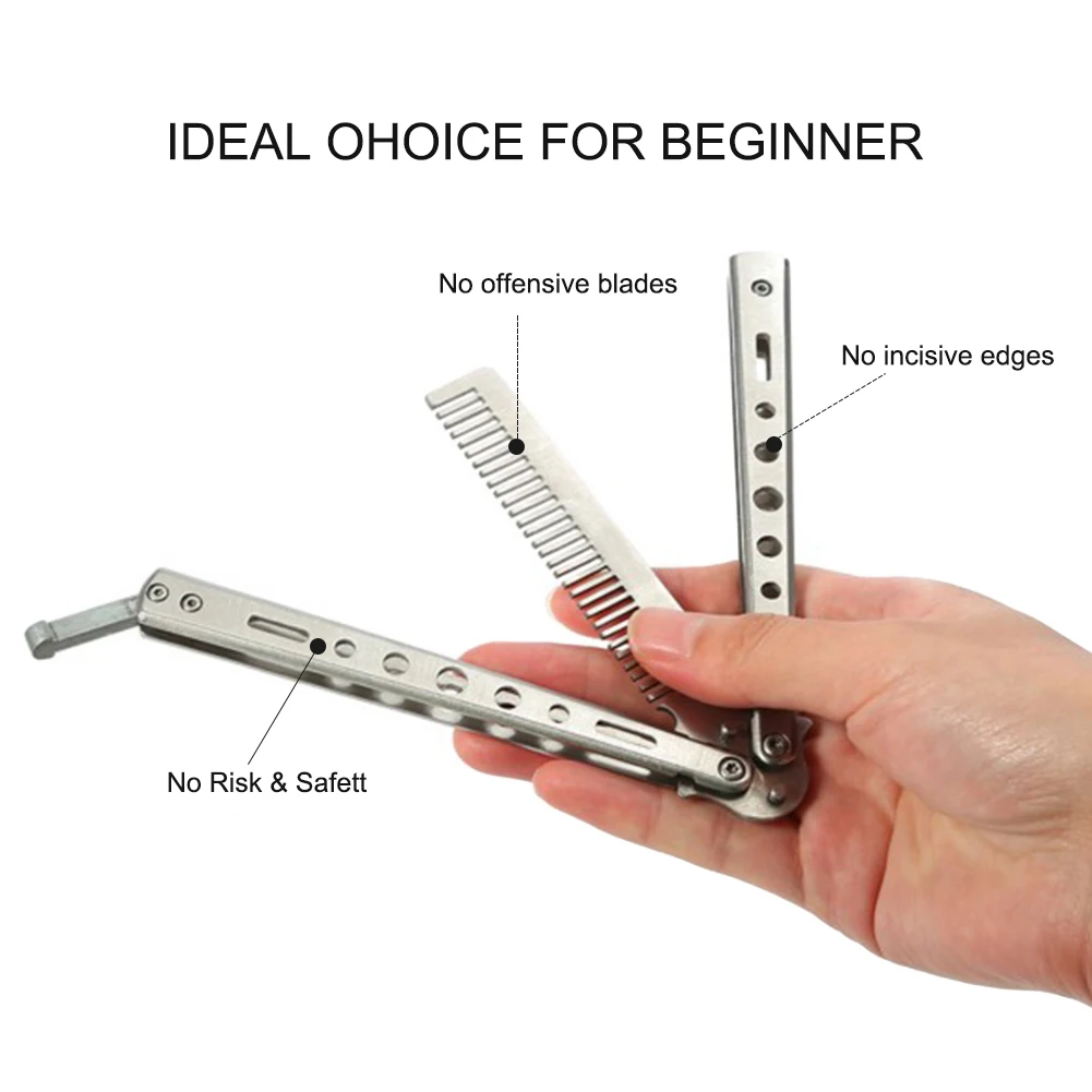 

Stainless Steel Cutter Practice Butterfly Training Cutter Folding Cutter For Outdoor Camping Dull Tool Cepillo Pelo Comb Barber