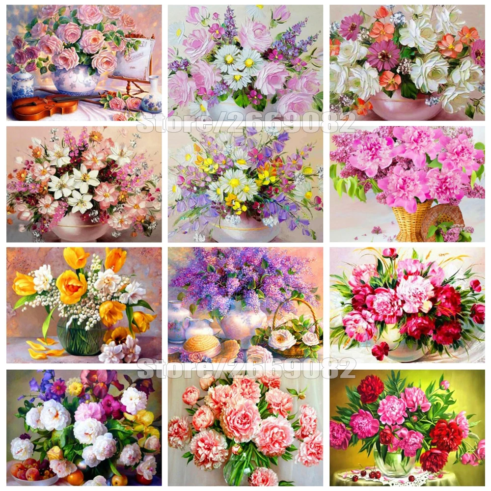 

5D DIY Diamond Painting Full Square Flower Vase Home Decoration Embroidery Picture Handcraft Kits Christmas gifts TT1654