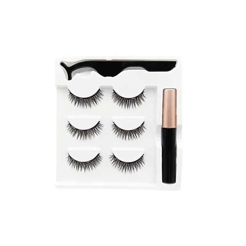 

3Paris Magnetic Eyelashes Fluffy Soft 3d Mink False Eyelashes Wispy Magnetic Lashes Liquid Eyeliner Tweezer Sets Makeup Tools