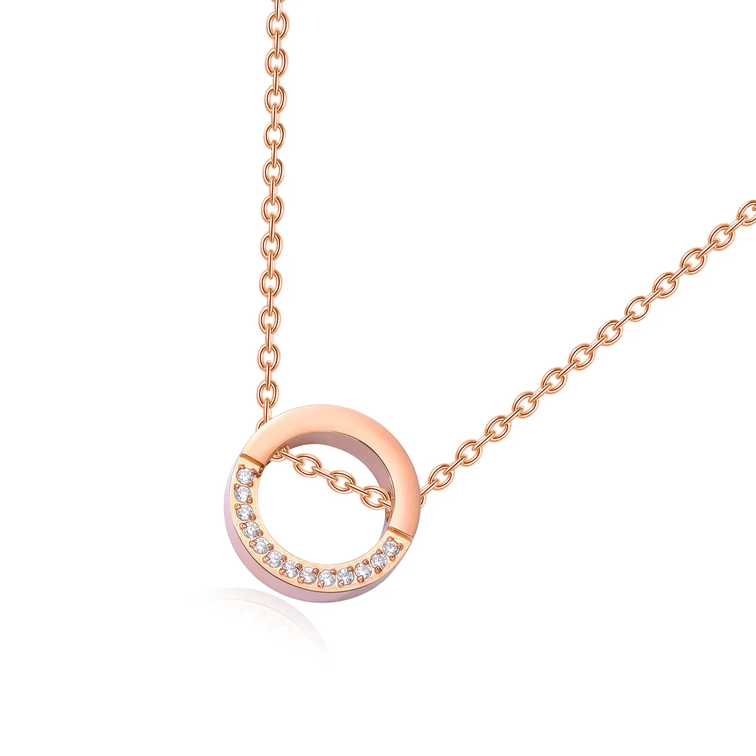 

CH-3000 Korean version of rose gold plated zircon necklace fashion clavicle chain ladies pendant gift for girlfriend