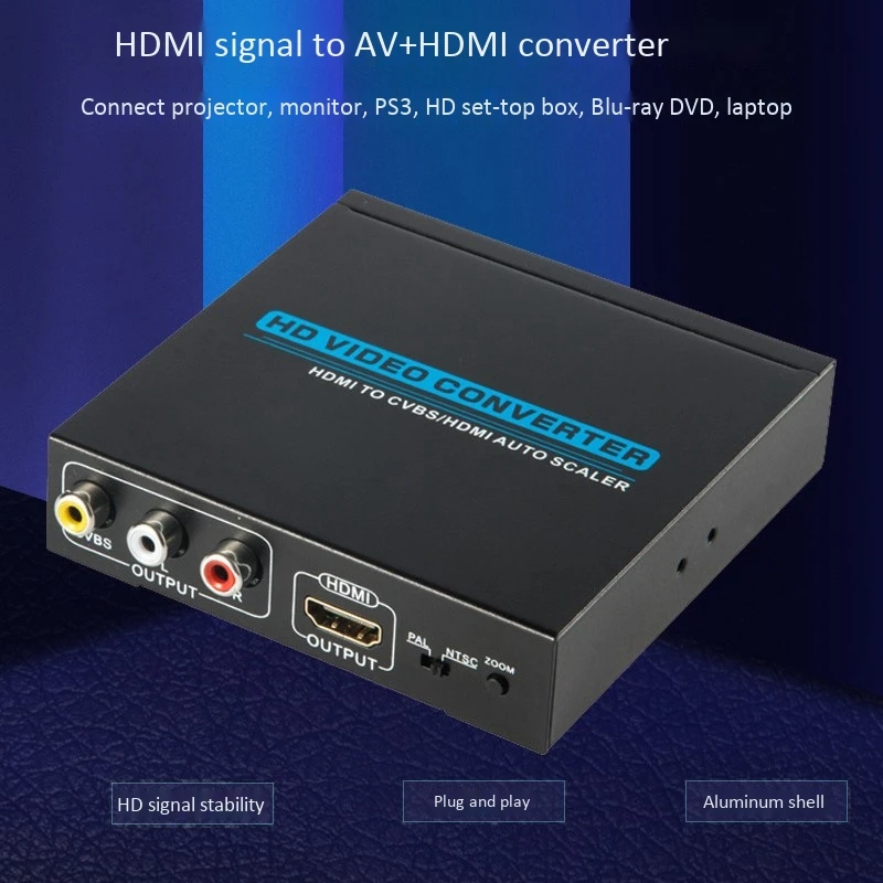 

HDMI to AV+HDMI HDMI Converter Supports PAL/NTSC HD Video Converter HDMI Signal to AV+HDMI Converter EU Plug