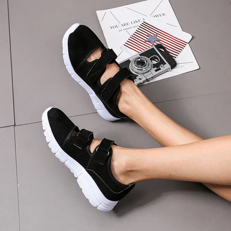 Женские тапочки кроссовки весна лето 2020 новая обувь на липучке низкий каблук