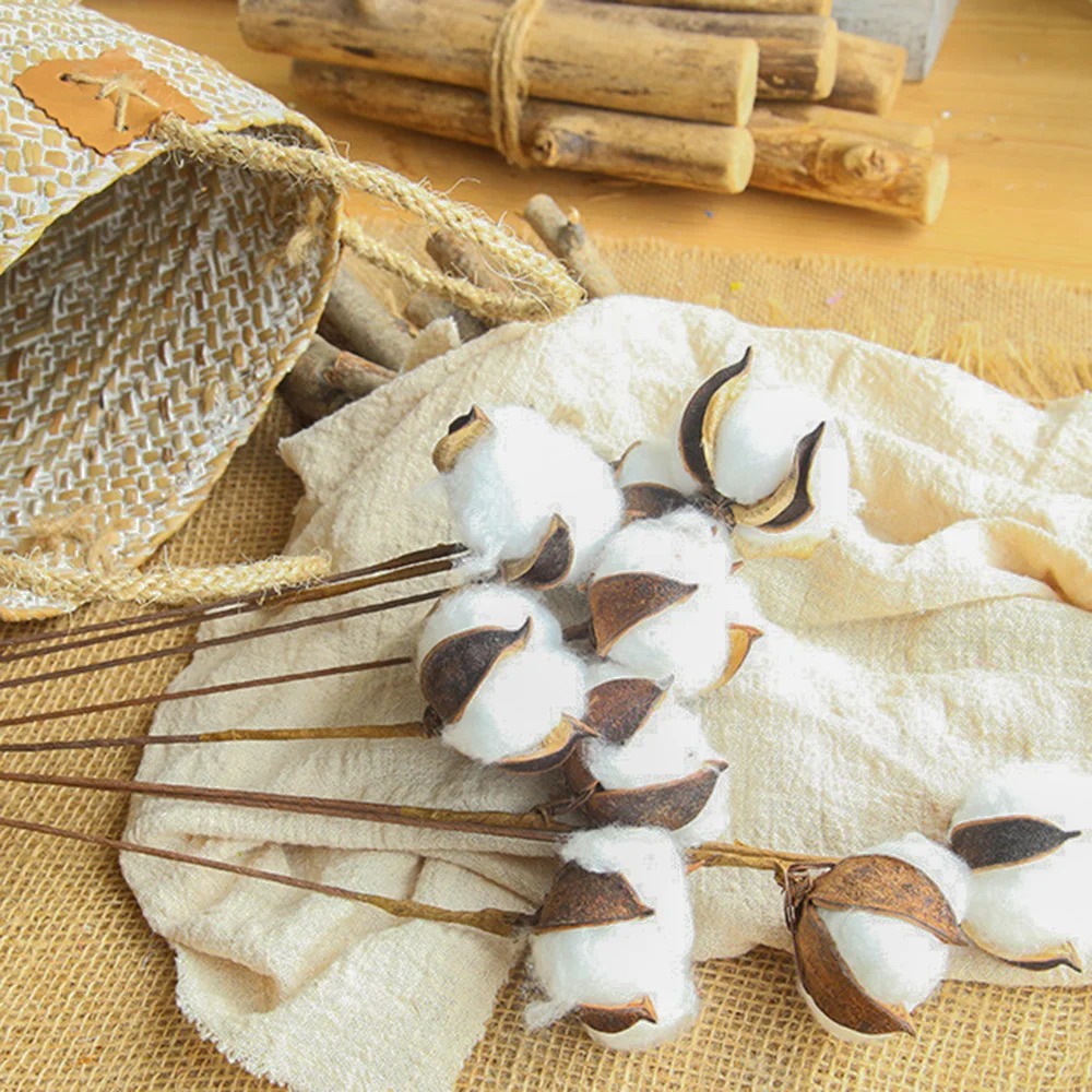 Высушенный хлопковый стебель декоративный цветок ветка деревенский стиль