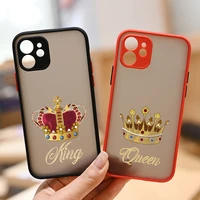 lovers pairs couples queen king matte shockproof phone case for apple iphone 11 12 13 pro max x xs xr 6 6s 7 8 plus se2 mini