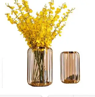 

CREATIVE ALLOY GLASS VASES ORANGE VASE ABSTRACT GEOMETRY DRIED FLOWERS VASE DESKTOP ORNAMENTS HOME DECORATION ACCESSORIES