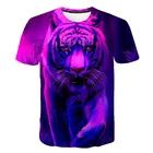 Футболка мужская объемная с принтом животного, тигра, Льва, лица, новинка, свободная повседневная большая летняя Модная рубашка с Львом в стиле Харадзюку, футболка большого размера