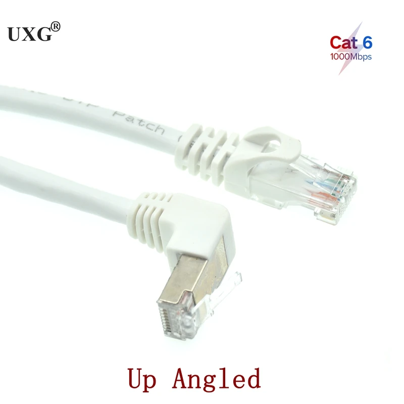 White Cat6 Ethernet Cable RJ45 Right Angle UTP Network Cable Patch Cord 90 Degree Cat6a Lan Short Cable For Laptop Router TV BOX images - 6