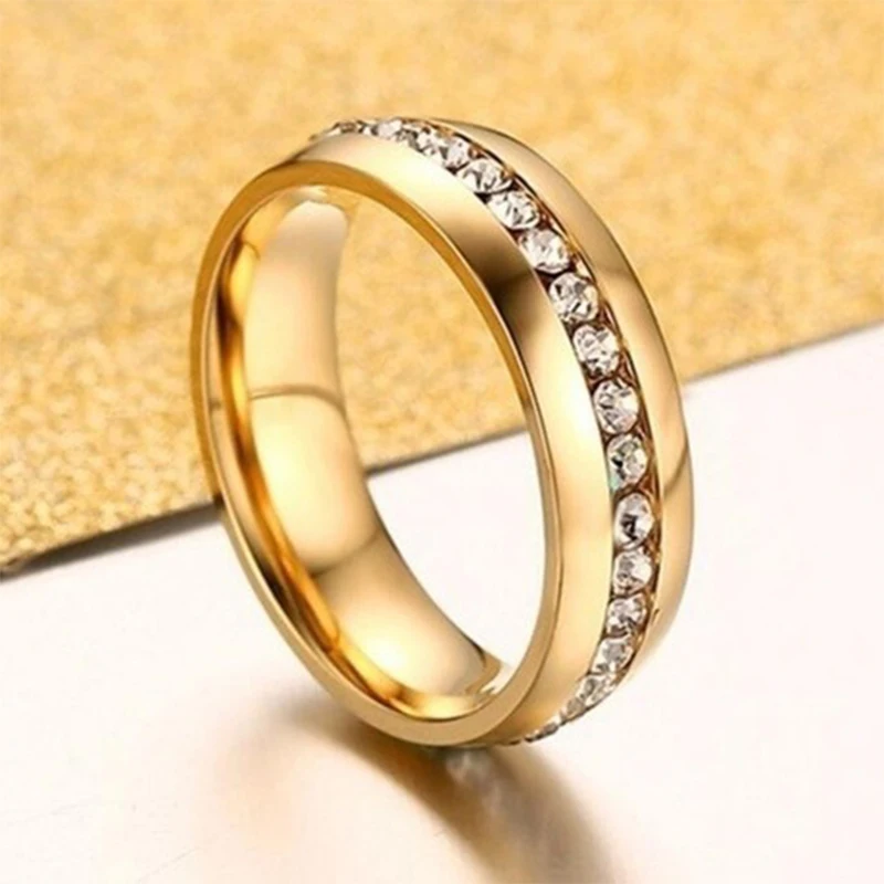 Wedding Gold Rings Couple Simple Stainless Steel Set Casual Engagement Size 6-12Shiny Love Gifts Cheap Unique Jewelry for Women | Украшения